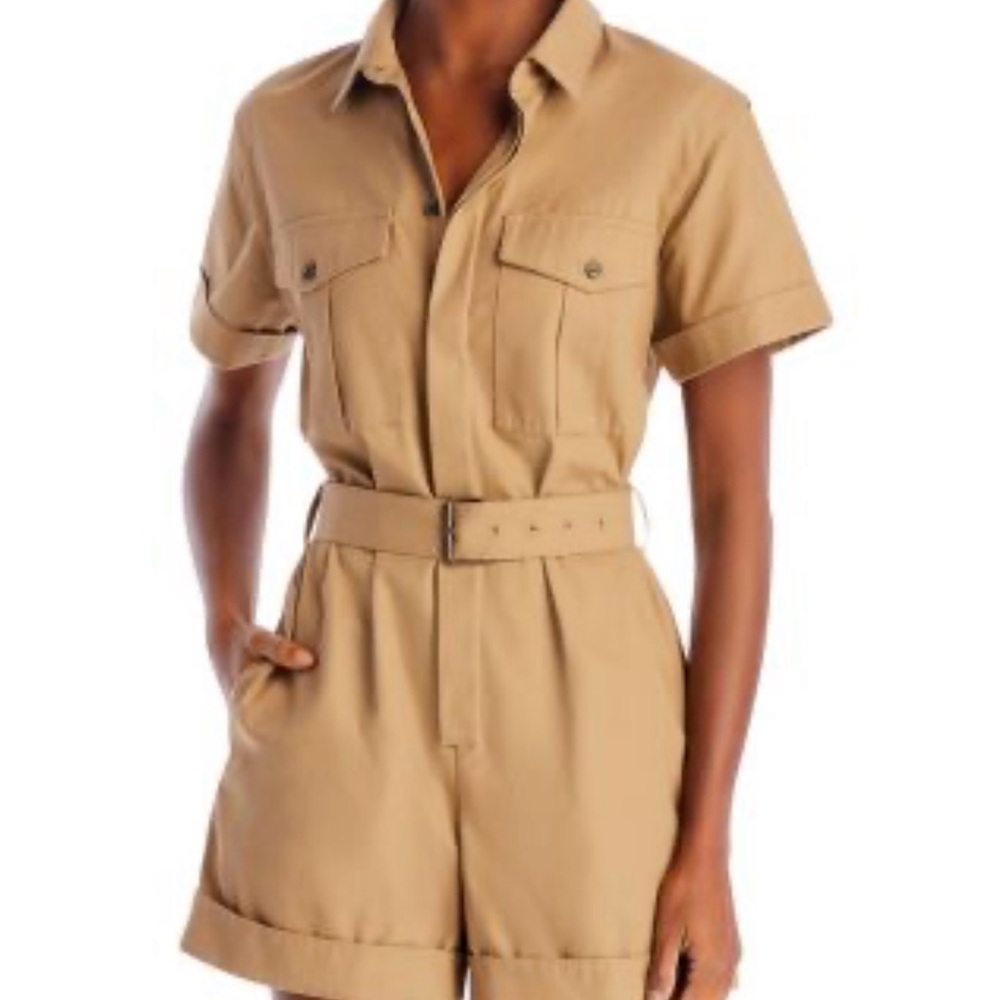 Frame Denim Tan Safari Jumpsuit with Belted Waist